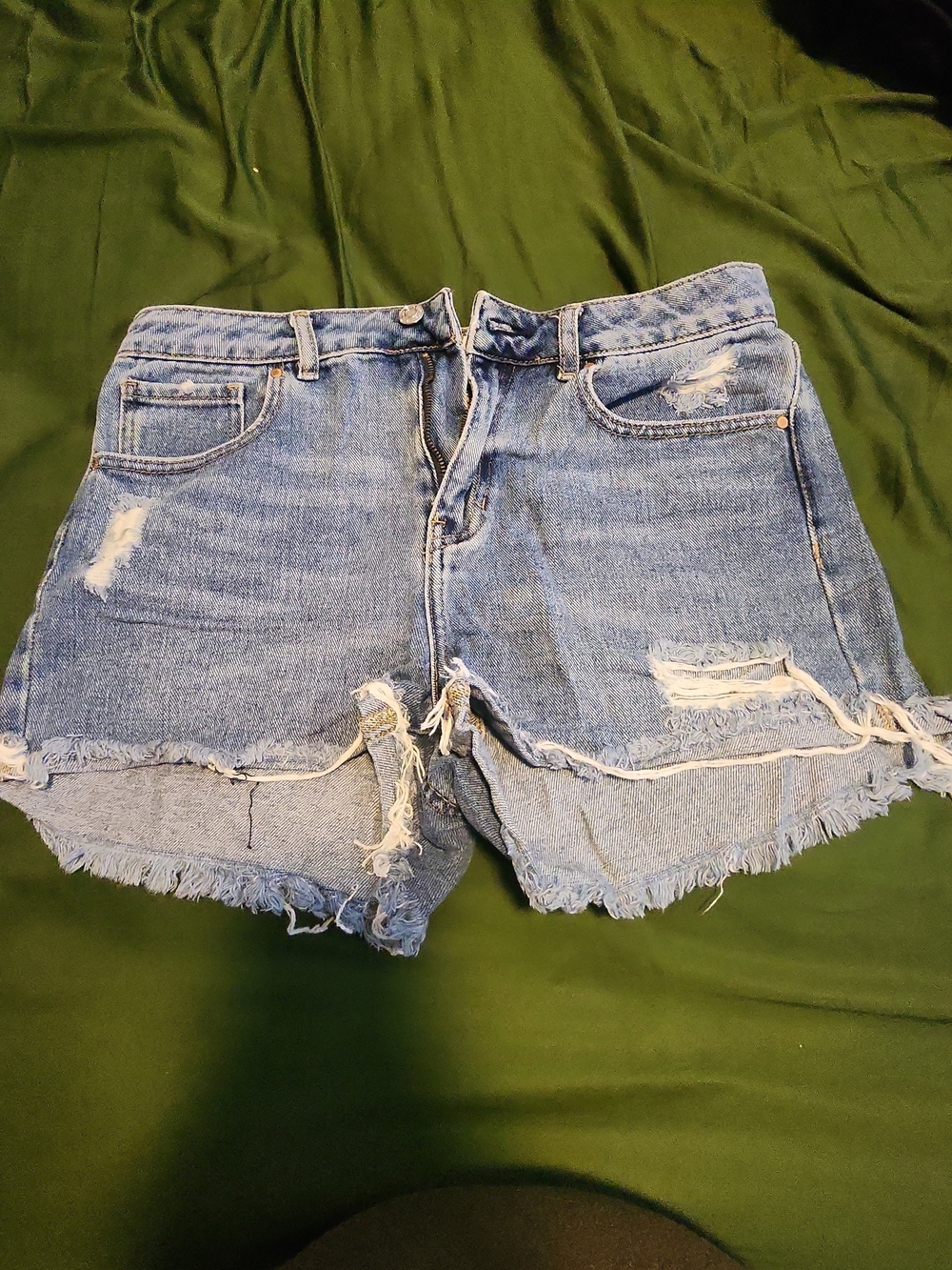 PacSun High Rise Mom Shorts Distressed Denim Raw Hem